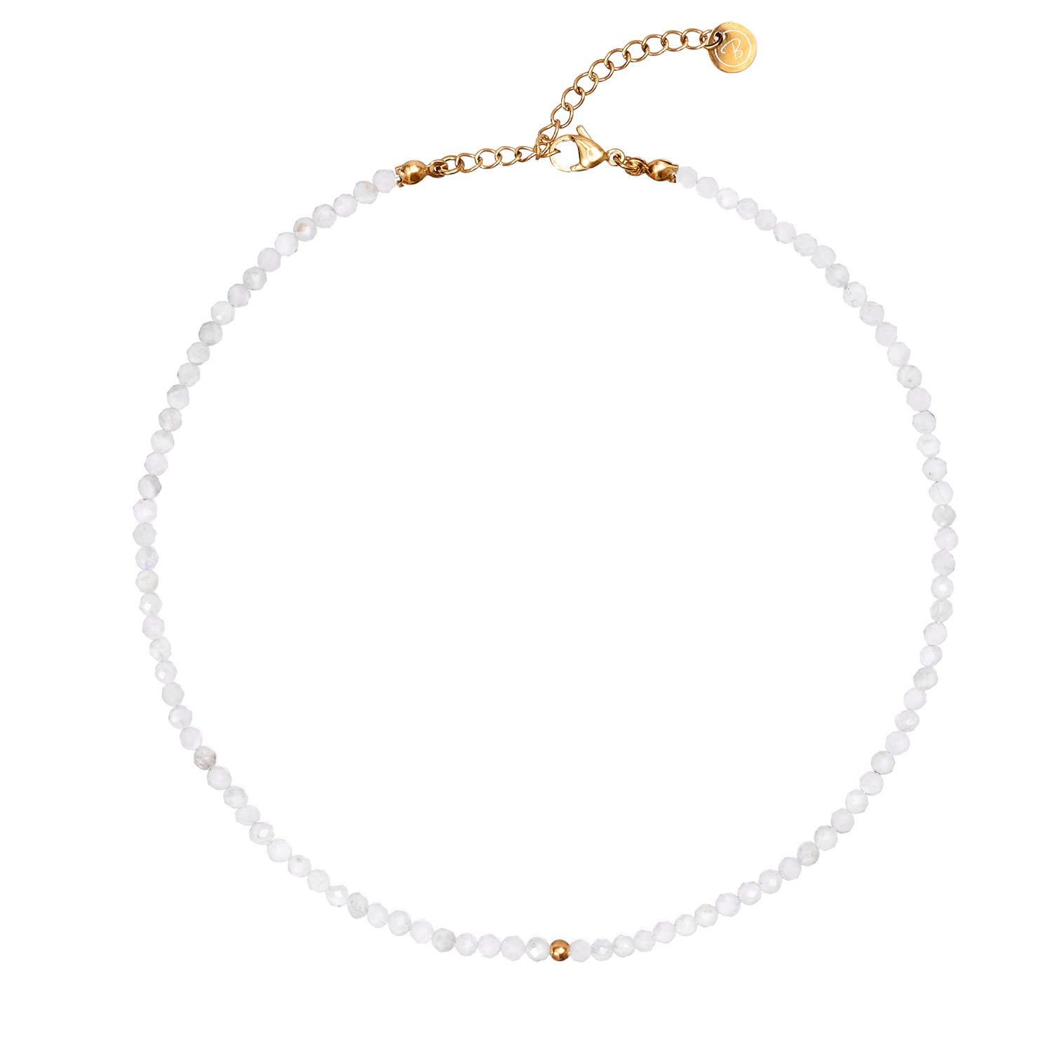 BERGERLIN Naturstein Perlen Halskette - Naturstein geprüft in Deutschland, Kette mit Verschluss und 925 Sterling Silberperle oder vergoldeter Perle, mit Echtheitszertifikat, für Damen und Herren