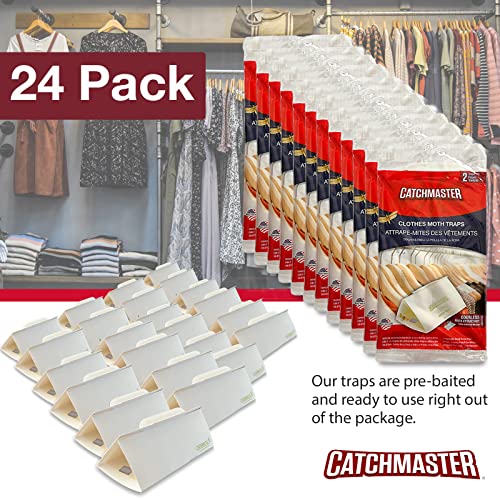 Clothes Closet Moth Traps By Catchmaster - 24 Count, Ready To Use Indoors. Non-Toxic Glue Sticky Adhesive Pheromone Lure Odorless Attractant Insect Infestation Natural Fold-Able - Made In The Usa #TOP1