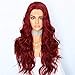 Sapphirewigs Red Wavy Type Futura No-Tangle Glueless Women Party Daily Makeup Synthetic Lace Front Wigs