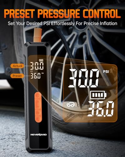 NEVERLAND-Tire-Inflator-Portable-Air-Compressor-with-20000mAh-Battery-150-PSI-Air-Pump-for-Car-Tires-12V-DC-Electric-Tire-Pump-with-Pressure-Gauge-LED-Light-for-Car-Bike-Motorcycle-Ball