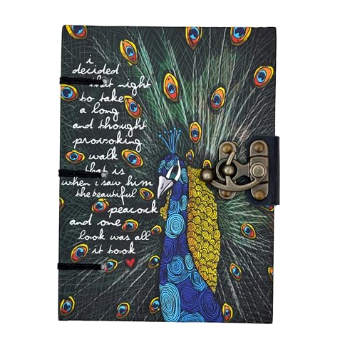 Image of CRAFT CLUB Peacock Print Diary In Euro Binding With 100% Recycled Handmade Paper