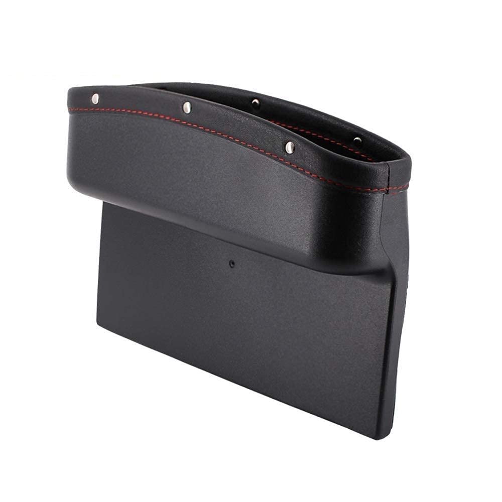 FavHome Side Car Seat Pockets Organizer Made of Pu Leather Car Console Seat Gap Filler Catch Caddy (Black – 1 Piece)