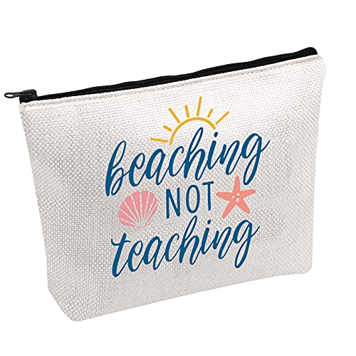 PWHAOO Summer Make Up Bag Beaching Not Teaching Storage Bag End of Year Gift Teacher Appreciation Gift (Beaching Not Teaching bag)