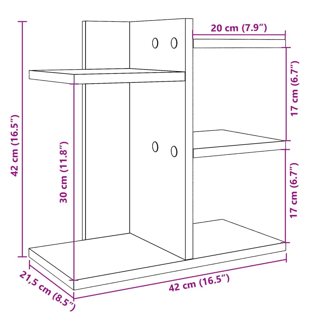 Mangloder Betongrauer Schreibtisch-Organizer 42x21,5x42 cm Holzwerkstoff Büroorganisation Dokumentenmappe Aktenmappe Briefablage Sortierer