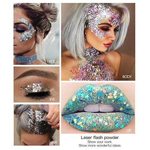 Glitzer Sequin, Körper Pailletten, Glitzer Paillette Glitter Kosmetik Glänzendes Gesichter Körper und Nägel für Festival… – Bild 7