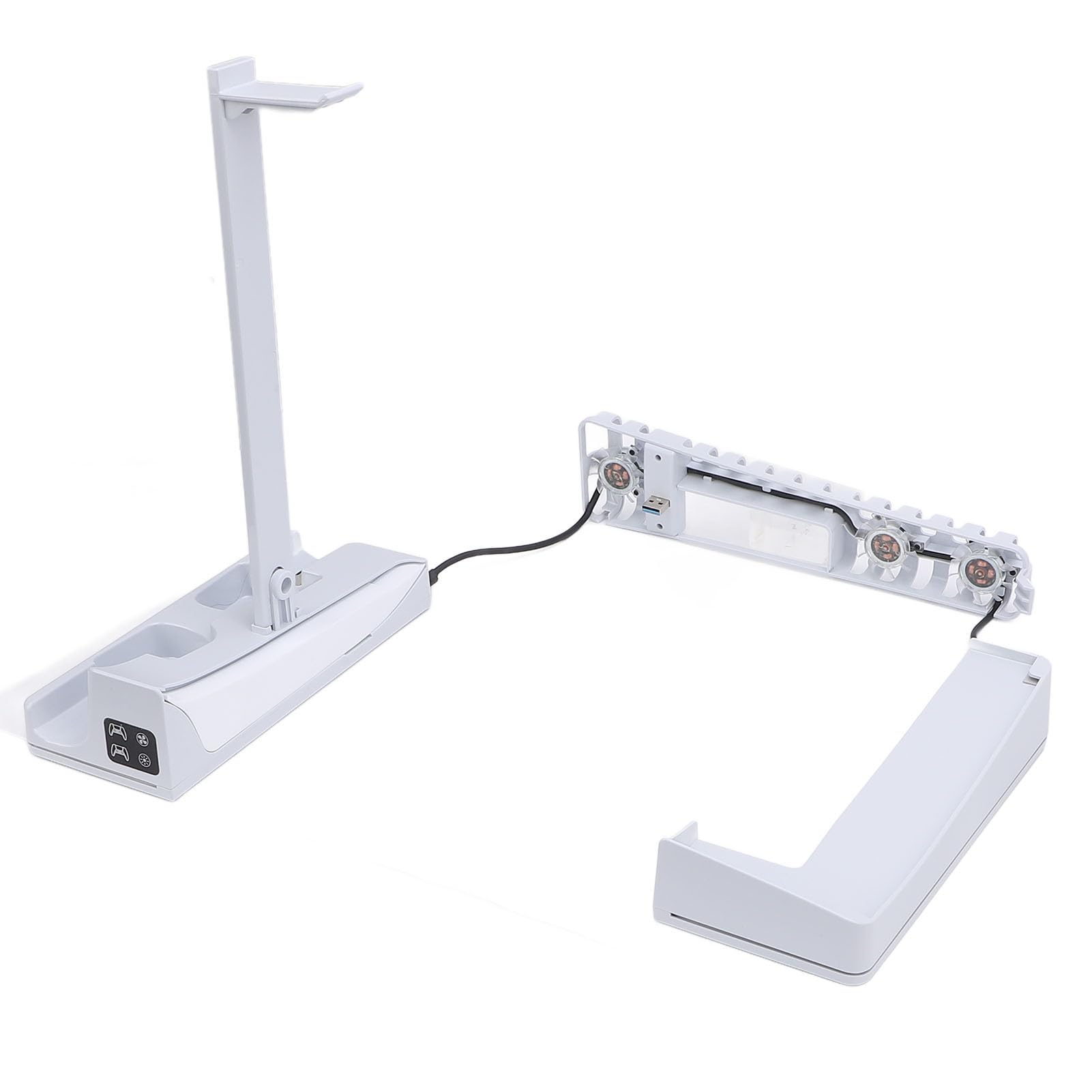Drfeify Supporto per Stazione di Raffreddamento Orizzontale, Supporto per Console in ABS con Stazione di Raffreddamento, 3 velocità della Ventola 14 RGB Caricatore Doppio Controller USB per Giocatori