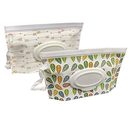 Joyous Journey Portable Wet Wipe Pouch Bags Set, 2 Pcs Wet Wipe Holder, Reusable & Refillable Personal Travel Wipes Dispenser Cases