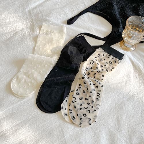 Women's Socks Casual Cotton Knit Sock for Women, Floral Frilly Cute Women’s Calf Socks for Women3