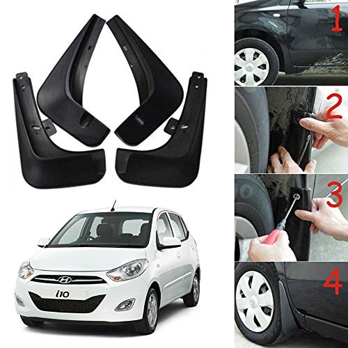 Oshotto (O.E.M Fitting Cup Type) Mud Flap/Splash Guard Compatible with Hyundai i10 2009,2010,2011(T-I) (Set of 4)