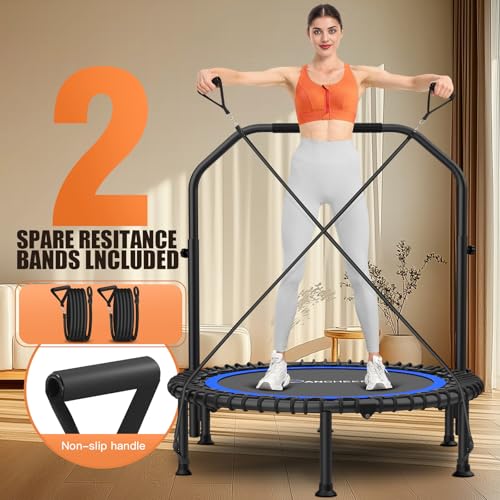 Image of ANCHEER 40 inch /48 inch Foldable Mini Trampoline with Adjustable Handle for Adults