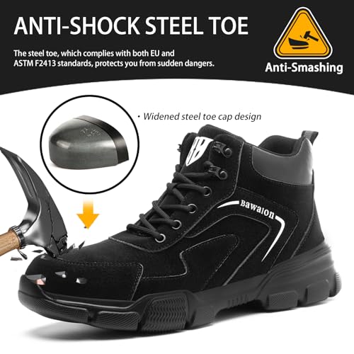 Image of Nasogetch Waterproof Work Boots for Men Women Steel Toe Boots Lightweight Indestructible Slip Resistant Construction Safety Boots