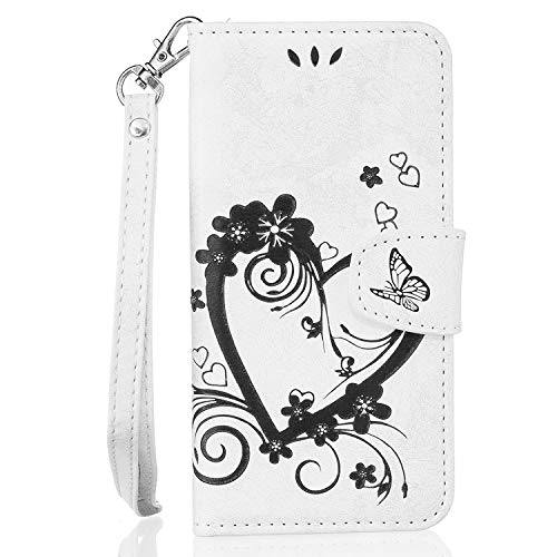 kompatibel mit Galaxy A5 2017 Flip Case Bookstyle Schutzhülle Muster Prägung Herz Blume Lederhülle Brieftasche Hülle Leder Flip Hülle Flip Wallet Case Cover Halter Ledertasche Schutz