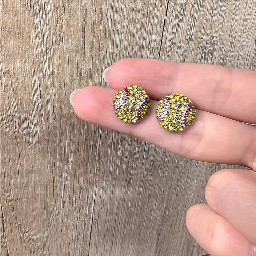 CZ Sport Ball Stud Earrings for Women Girls Silver Plated Cubic Zirconia Crystal Soccer Volleyball Softball Basketball Baseball American Football Ball Earring Game Match Team Player Fan Gifts Souvenirs4