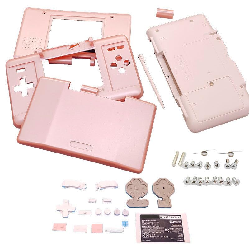 Narwhalss Replacement Full Housing Shell Kit for NDS, Complete Outer Case with Buttons Set, Repair & Custom DIY Cover, Full Body Shell Replacement Parts (Pink)