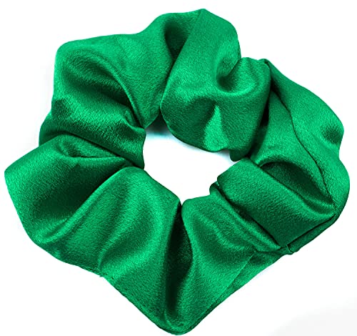 Mytoptrendz® Plain Satin Hair Scrunchies Ponytail Hair Tie Traceless Luxurious Bobbles Classic Hair Accessory (Green)