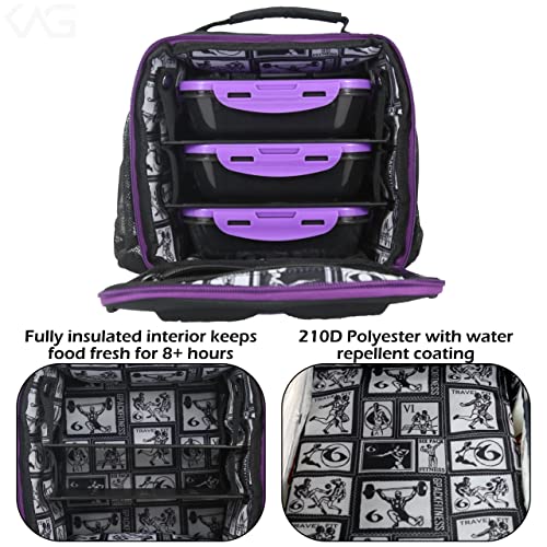 Innovator Cube 20Oz Model, Meal Prep Lunch Bag With 3 Bpa-Free, Reusable, Microwavable, Freezer Safe, Portion-Controlled Containers, Lunch Box With Storage Pockets #TOP3