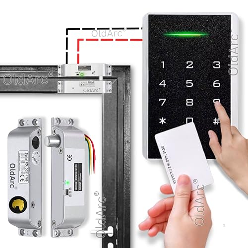 Image of OldArc BK5 Electric Door Lock kit | Pin + RFID Card Door Lock System for Office | Electric Bolt Lock + Exit Switch + Electronic Door Lock for Office RFID Card Door Access Control System