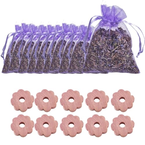 Ziyonix 30 Piezas Antipolillas para Ropa Armario, Bolsitas de Lavanda para Armarios Trampa Polillas Ambientadores Atrapa Anillos Antipolillas de Madera de Cedro para Armarios Zapatos Coches