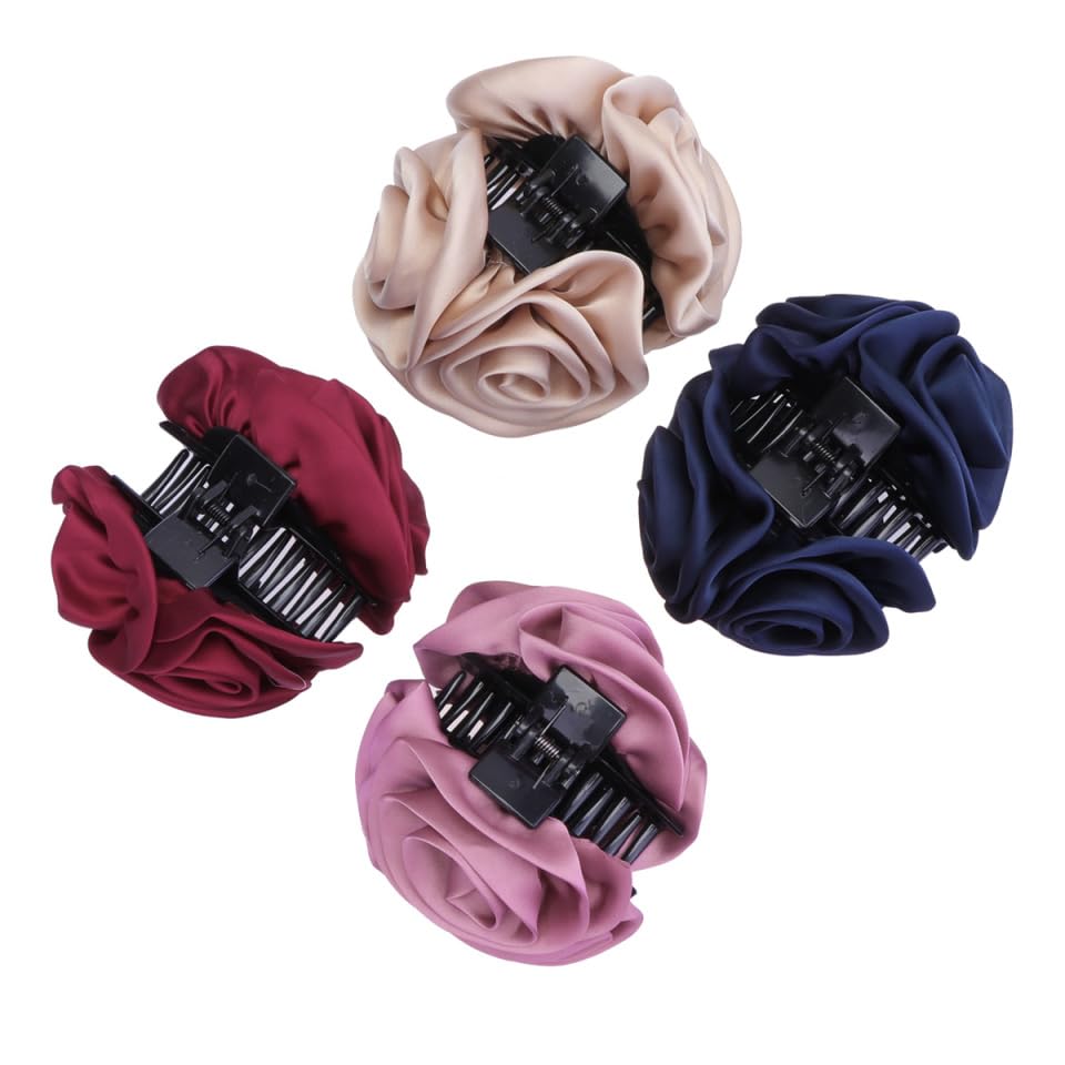 Rose Flower Hair Clips 4Pcs Strong Hold Claws Lightweight Hair Accessories for Women and Girls