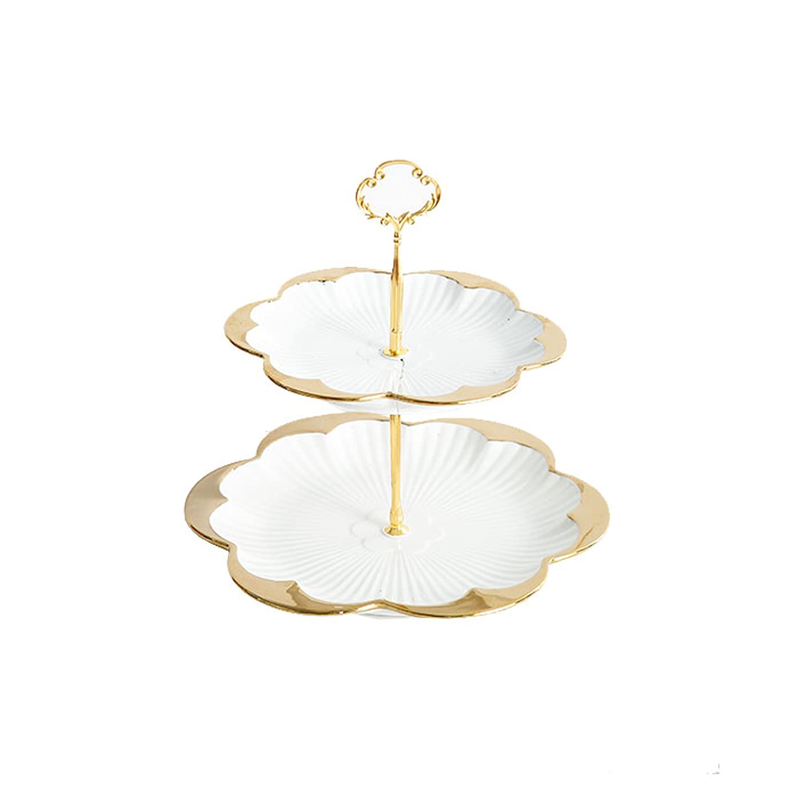 DFGHNBVC Multi-Layer Metal Handle Ceramic Dessert Table Multi-Color Cupcake Stand Afternoon Tea Pastry Shelf Cake Plate
