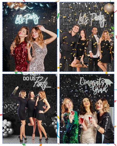 Image of Black Shimmer Wall Backdrop, 24 Panels, 6x4 Ft Photo Backdrop | wedding backdrop birthday backdrop party decoration photo booth backdrop bridal shower baby shower event decoration