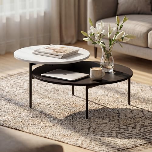 Image of Wakefit Center Table | 1 Yr Warranty | Coffee Table for Living Room Wooden, Tea Table for Living Room Wooden, Sofa Table, Free Installation from Brand, Modern Multi-Functional & Wobble-Free(Arkive)