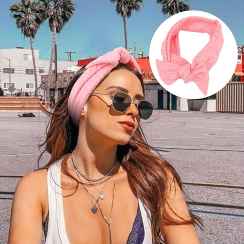 Image of DRESHOW 6 PCS Adjustable Headbands for Women Knotted Headbands Elastic Non-Slip Fashion Hair Bands for Workout Sports Running Yoga
