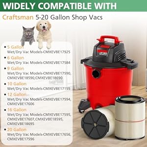 2Pack Replacement Filter For Craftsman CMXZVBE38754 Red Stripe General Purpose Wet Dry Vac Replacement Filter Fit for 5 to 20 Gallon Shop Vacuums Part #009-38754 2Pack Replacement Filter For Craftsman CMXZVBE38754 Red Stripe General Purpose Wet Dry Vac Replacement Filter Fit for 5 to 20 Gallon Shop Vacuums Part 009 38754