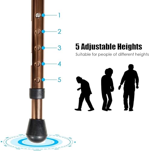 Miniatura 3 de PGCLSJB Taburete de caña para caminar, retráctil, ligero, con luz LED, para ancianos, viajes al aire libre, taburete plegable, gran capacidad de peso