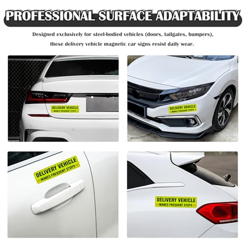Image of 2PCS Delivery Driver Magnet for Car,Reflective Frequent Stops Car Magnet for Clear Identification,Anti-Water Delivery Sign for Cars Accessories Fit for Deliveries Professionals