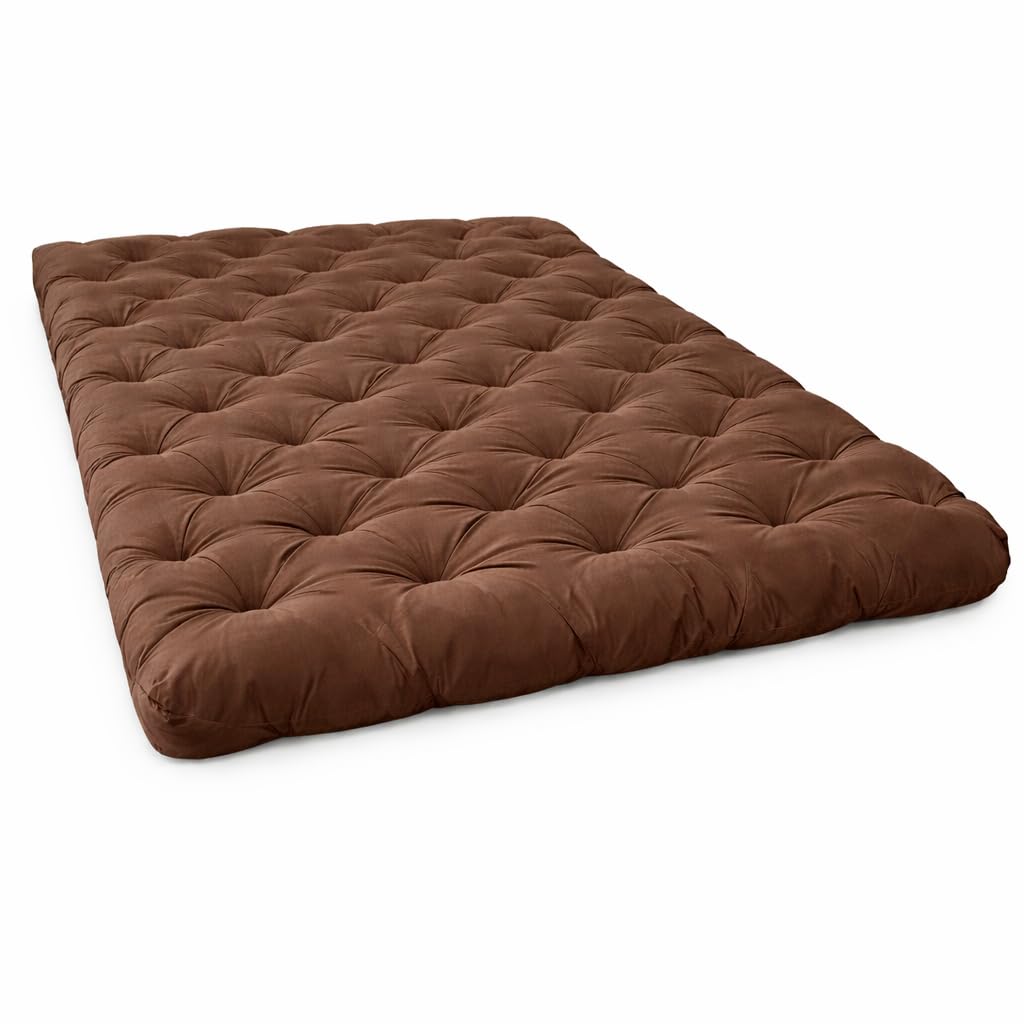 Soft Cotton Thick Foldable Firm Star Cotton Mattress, Light Weight, Solid Coloured, Easy to Carry (Brown, Single Bed 72X36X5 Inches)-image-21