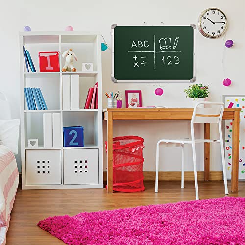 Image of Eduway 2x2 Feet Kunj Non-Magnetic Double-Sided White Board and Chalkboard with 1 Marker and 1 Duster | Ideal Use for Home, Office, Kids with Sliding Hanging Clips, Robust Aluminum Frame - (59x59 Cm)
