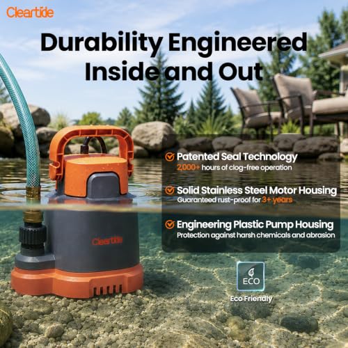 Image of Submersible Utility Water Pump, 2400 GPH Portable Sump Pump with Copper Motor, Plug and Work for Pond, Garden Watering, Pool Transfer, Hot Tub Emptying