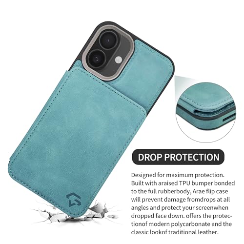 GUERNICA for iPhone 16 Wallet Case with RFID Blocking Card Holder for Women Men, Kickstand Shockproof Phone Case for iPhone 16(6.1"),Light Green by GUERNICA - Image 4