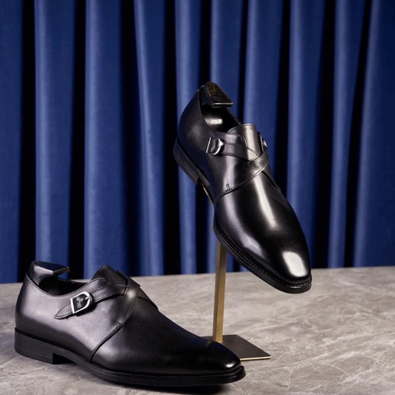 Men's Fashion Genuine Leather Wingtip Dress Oxford Shoes Casual Non-Slip Low Block Heel Work Shoes4