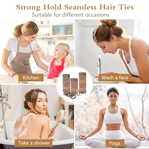 Image of Bessrung 100PCS Leopard Hair Ties, Seamless Hair Bands No Damage for Women | Animal Print Hair Ties, Snag-Free Hair Bands for Thick Thin Hair, Strong All-Day Hold, Hair Accessories for Everyday Use