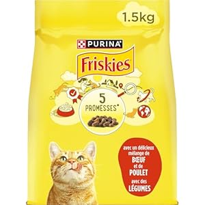 FRISKIES | Chat | Croquettes complètes pour Chats Adultes | au Boeuf, au Poulet et aux Légumes | Aliment Complet Riche en Vitamines et Minéraux | Sac | 1,5 KG