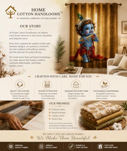 Image of Bal Krishna Digital Print Eyelet Curtain| 6ft 1 pc| Home /Temple Decor