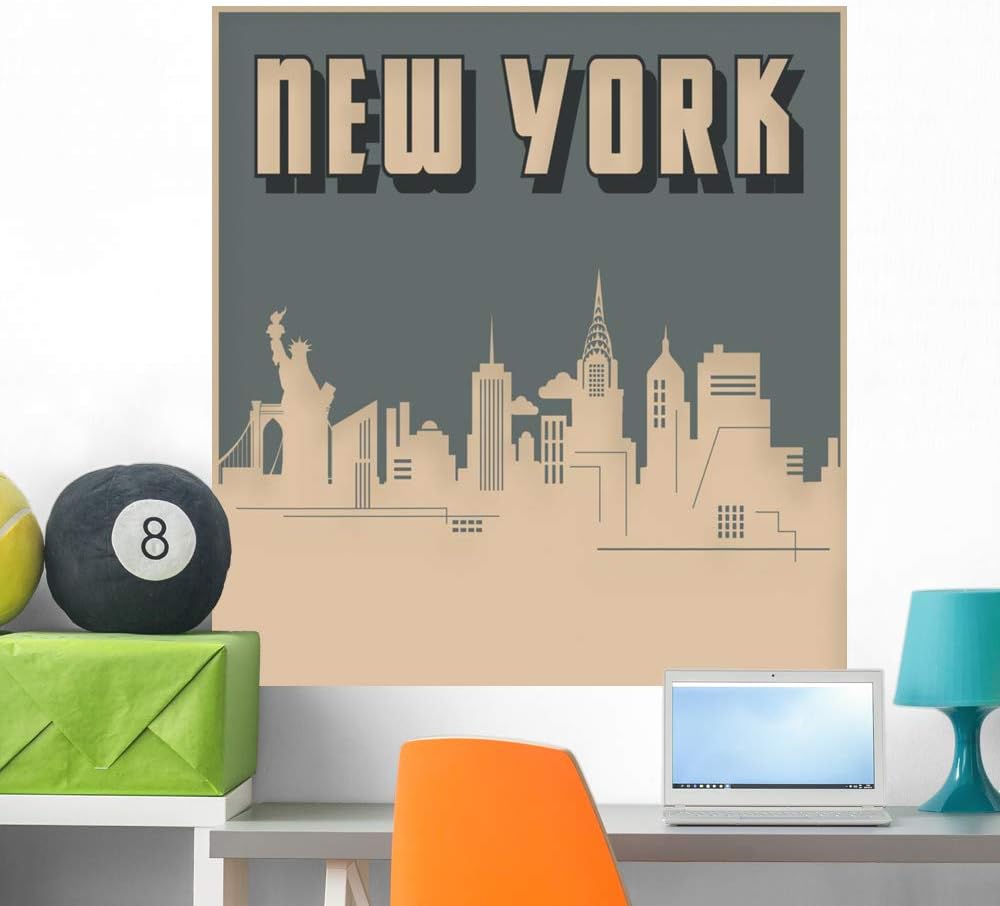 Wallmonkeys New York City Skyline Wall Mural Peel and Stick Vinyl Graphic (36 in H x 34 in W) WM525224