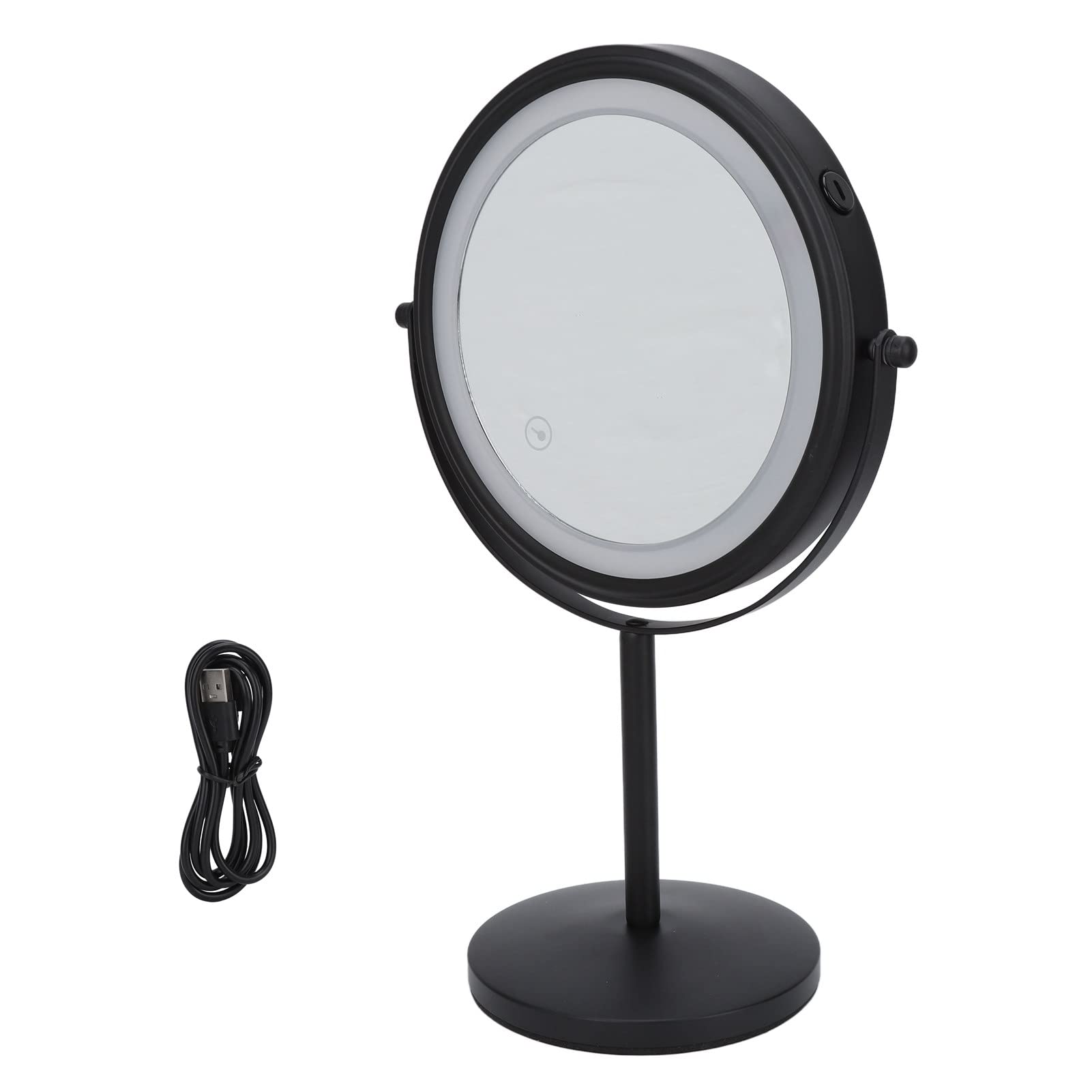 Pilipane LED-Schminkspiegel, 20,3 cm, doppelseitig, 3-fache Vergrößerung, Touch-Steuerung, 360 Grad drehbar, Edelstahl, beleuchteter Kosmetikspiegel für Frauen und Mädchen, Make-up,