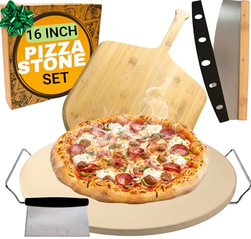 Large 16-inch Round Pizza Stone Set