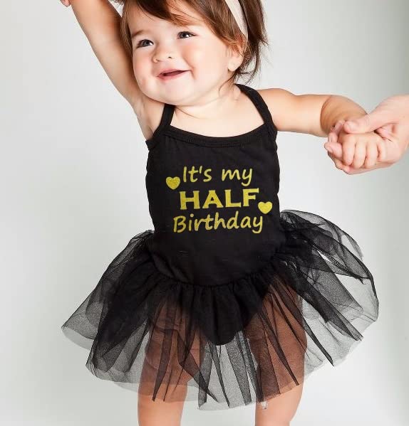 Kirei Sui Baby Girl Half Birthday Black Tulle Tutu Bodysuit