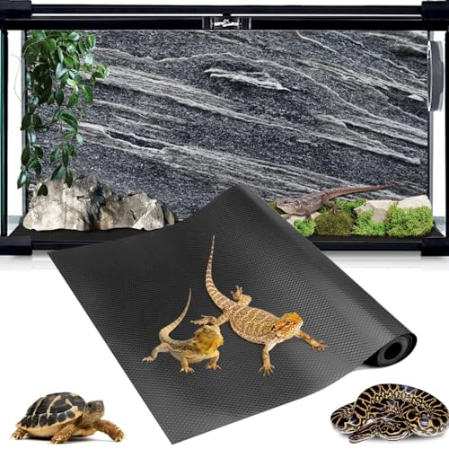 120 Gallon Reptile Terrarium Mat Liner, 96' X 24' Bearded Dragon Tank Accessories, Bearded Dragon Substrate flooring for 4x2x2 Reptile Enclosure, Reptile Bedding Carpet for Gecko,Lizard, Black