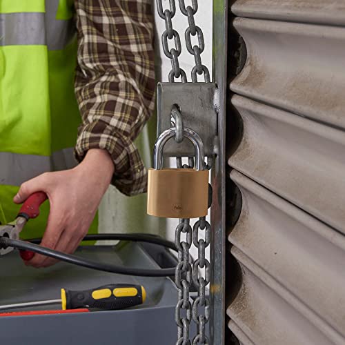 Image of Yale Y110B /50 /126 /1 - Brass Padlock (50 mm) - Indoor Locks for Ladders, Shutter Doors, Tools - 3 Keys - Standard Security