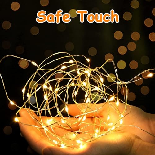 Image of MoonlitDreams 30 LED 3 Meter Waterproof Copper Wire Fairy String Lights Battery Powered for Indoor Outdoor Decoration, Diwali, Christmas, Bedroom, Warm White (Pack of 1)