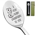 Divertidas cucharas de café de acero inoxidable para té, postre, para padre, madre, amigos, regalo de graduación de feliz cumpleaños
