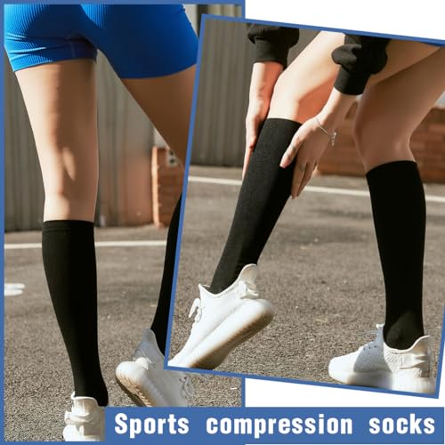 2 Pares Calcetines de Compresion para Hombres y Mujeres, 15-20 mmHg Calcetines de Compresión, Medias de Compresion para Correr, Running Deporte, Volar, Viajes, Varicosas, Enfermeras (L/XL) - imagen 3