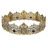 Vintage King Queen Crown Black Gold Headband for Men Medevial Women Prom Queen King Tiara Gift Set, Birthday Party Hair Accessory