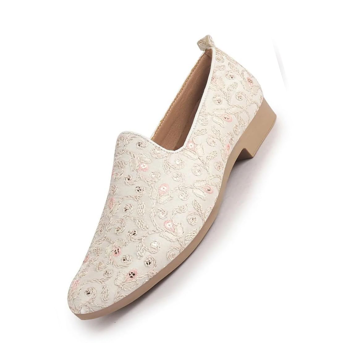 fausto Men Leaf Design Embroidery Fabric Upper Party Slip On Loafers | Ethnic Juttis and Mojaris for Kurta-Jacket Sets | Indo-Western Outfit Slip-Ons with Memory Cushioned Insole-picture-20