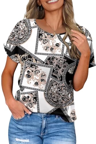 KISSMODA Summer Short Sleeve T Shirt Loose Fit Casual Dressy Women Top 2025 Trendy Ladies Fashion Blouses(S-3XL)